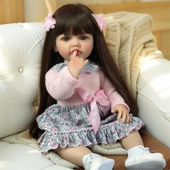 🆕 22inch Realistic Full Body Soft Vinyl Silicone Baby Dolls Girl Newborn Dolls - Picture 1 of 4